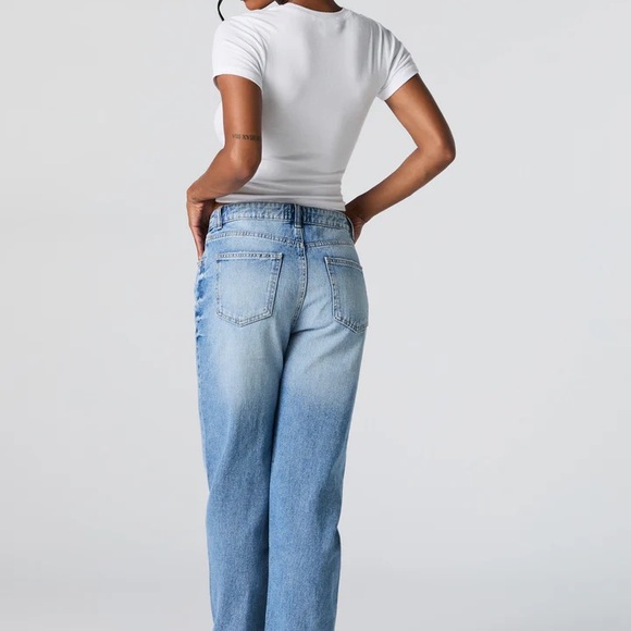 Straight Leg Jeans with High Waist In a Medium Blue Vintage Wash - Size 0- NEW - Picture 9 of 10